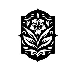 Elegant Floral Silhouette Emblem in Black and White