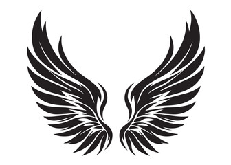 vector silhouette angel wings logo silhouette, black angel wings logo icon design vector, flying eagle bird wing vector silhouette, wings logo icons vector silhouette design on white background.