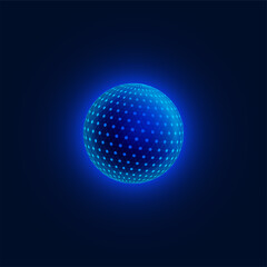 Protective dome shield sphere of dots connected together, 3d ball on a dark blue background of artificial intelligence AI technology, Protection against viruses and cyber attacks, Vector illustration.