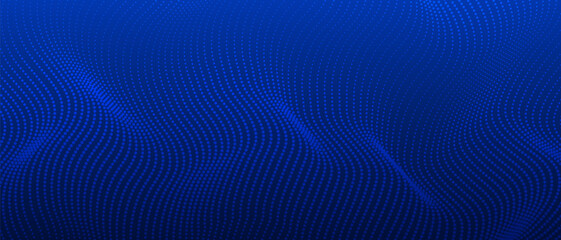 Concept artificial intelligence AI technology bg design, Abstract 3d dot wavy halftone background, Futuristic cyber big data particles. Vector illustration.