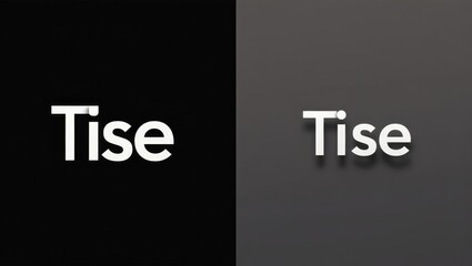 Tise. Tise logo with bold white font on black background and soft white font on gradient gray backdrop, digital branding concept for app design, website interface, modern minimalistic style, dark the