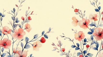 Beautiful seamless floral water color pattern Set, watercolor wild flowers, leaves and grass,Collection botanic garden elements. Vector isolated illustration in rustic or vintage style,copy space.