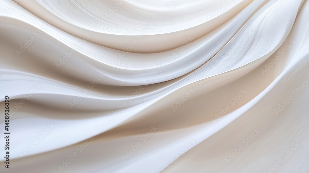 Poster abstract beige and white flowing curves, elegant and smooth texture, soft light, subtle color gradie
