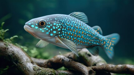 Stunningly Detailed Vibrant Blue Fish in Aquarium