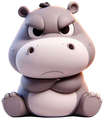 Naklejka premium 3D hippo cartoon, hippo cartoon, Pygmy hippo