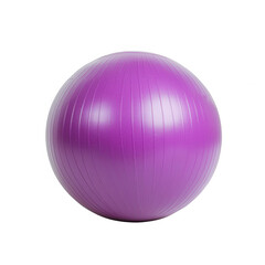 Fototapeta premium A vibrant purple exercise ball, perfect for fitness routines and home workouts, placed on a white isolated background to highlight its design and color.