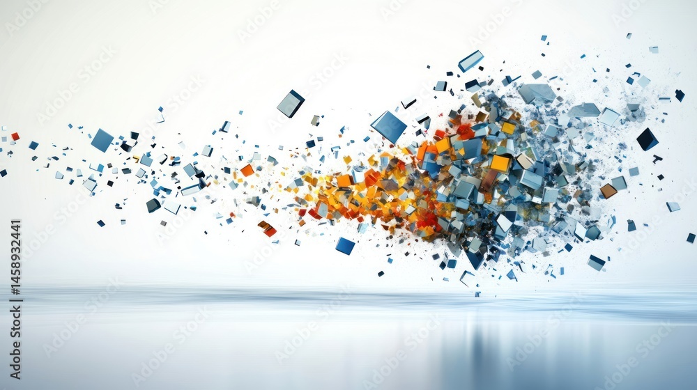 Poster abstract explosion of colorful cubes in motion