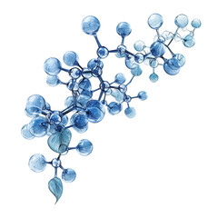 Complex molecule structure with leaf accents in scientific study render.