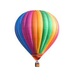 Naklejka premium A vibrant, colorful hot air balloon floating against a clear sky, representing adventure and freedom in travel and outdoor exploration.