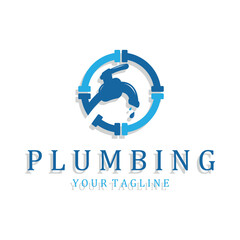 plumbing logo for water tap pipes for buildings, building stores, repair services, contractors, businesses, companies