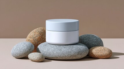 Elegant Skincare Product Display on Natural Stones