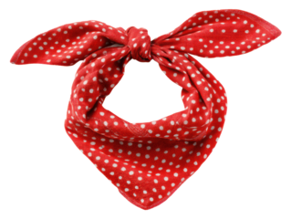 Red polka dot bandana for stylish hair accessories and fashion, cut out