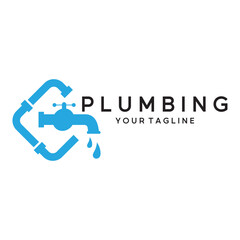 plumbing logo for water tap pipes for buildings, building stores, repair services, contractors, businesses, companies