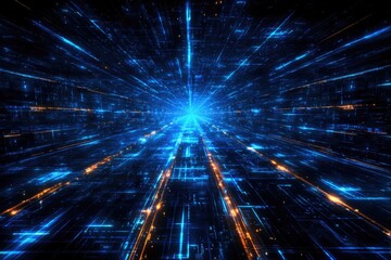 Obraz premium Navigating the Digital Cosmos A Journey Through Hyperspace Light and Abstract Data