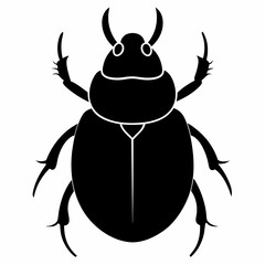 Black Silhouette Dung Beetle Vector Art