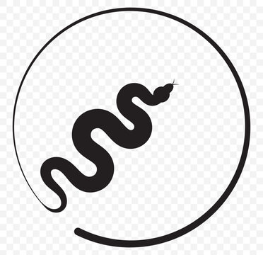 Minimalist Black Snake Icon: Simple Symbol of Danger, Wisdom, and Transformation. Python logo, symmetrical black silhouette of snake. EPS 10.