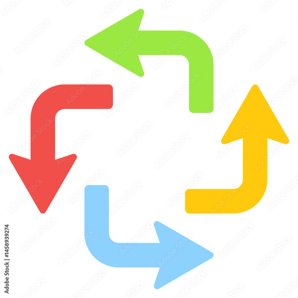 Poster circular arrows flowchart renewal recycle refresh process icon