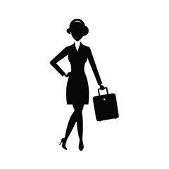 Businesswoman Silhouette with Suitcase