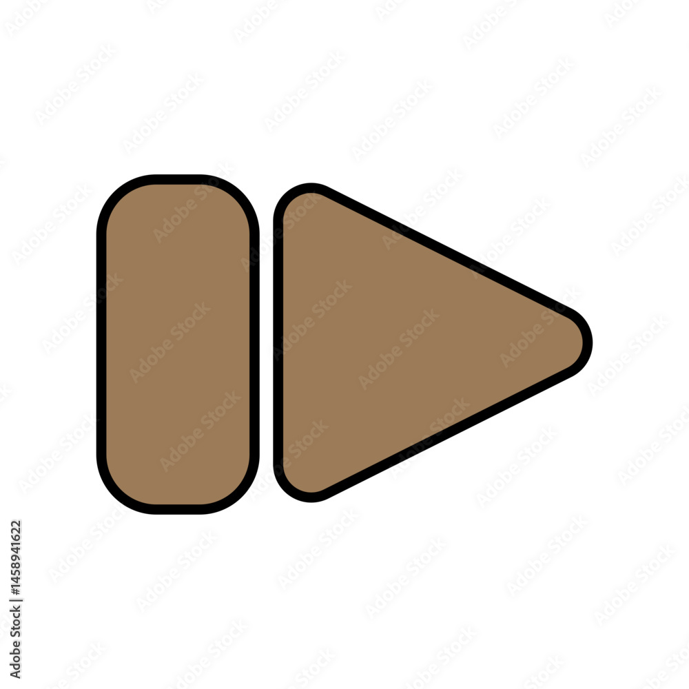 Poster brown rewind button media player icon graphic design element