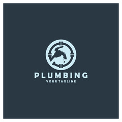 Obraz premium plumbing logo for water tap pipes for buildings, building stores, repair services, contractors, businesses, companies