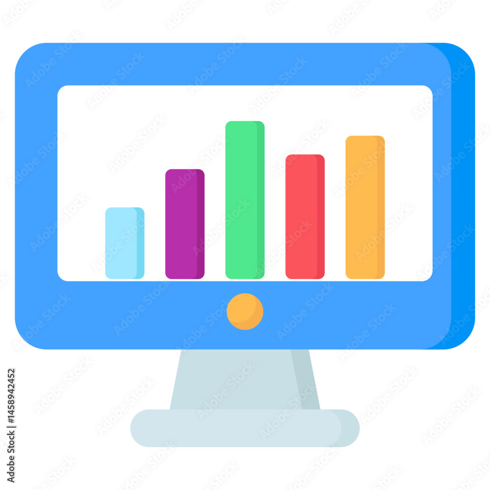 Poster positive business growth chart displayed on computer monitor