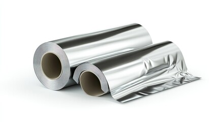 Fototapeta premium Two rolls of shiny aluminum foil (1)