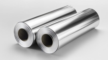 Fototapeta premium Two rolls of shiny metal foil