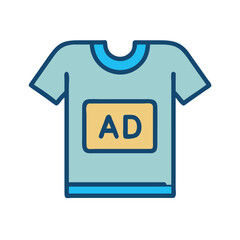 T-Shirt with Ad Icon Representing Merchandise Promotion and Branded Apparel