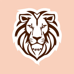 lion sticker logo,lion head plain color background,vector,illustration