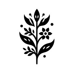 Minimalist Black Floral Design on White Background