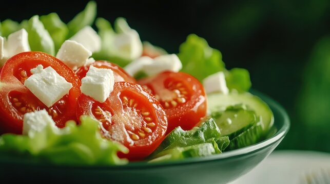 Fresh salad with tomato feta and cucumber