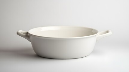 White ceramic baking dish with empty.