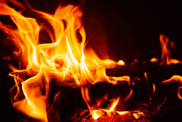 fire on the black background