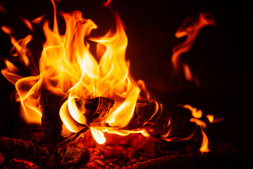 fire on the black background