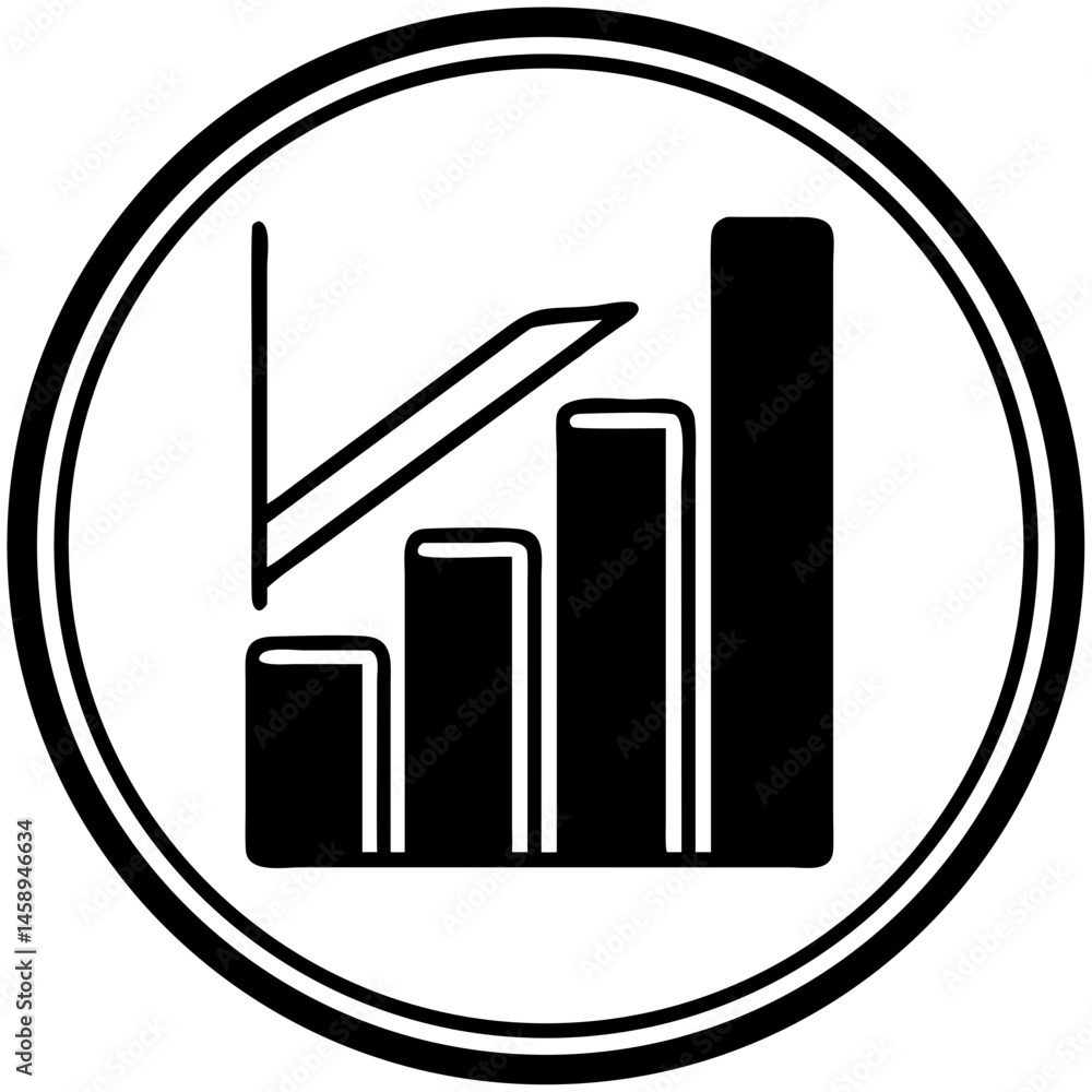 Poster minimalist bar graph icon representing growth and progress