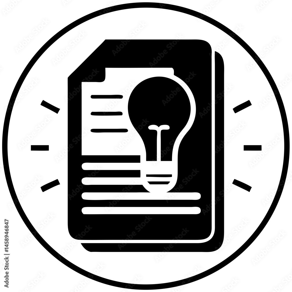 Poster document with lightbulb icon symbolizing ideas and creativity