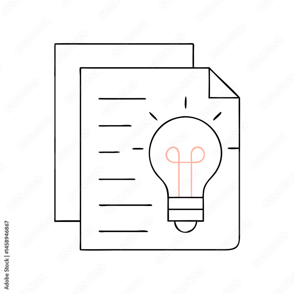 Poster minimalist document with lightbulb icon representing ideas