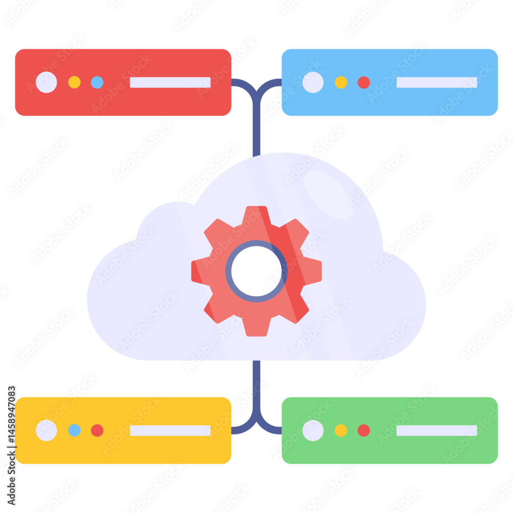 Aufkleber cloud computing network data server gear technology illustration