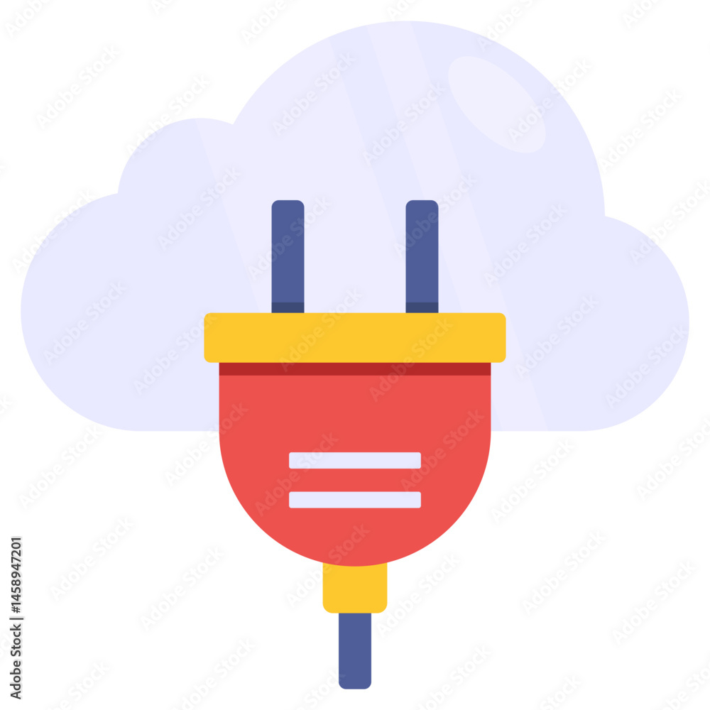 Poster cloud computing power plug connection concept illustration