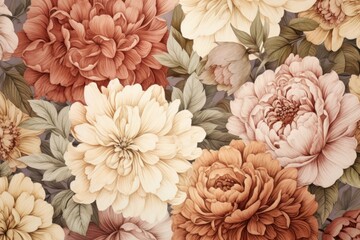 Pattern illustration botanical flowers.
