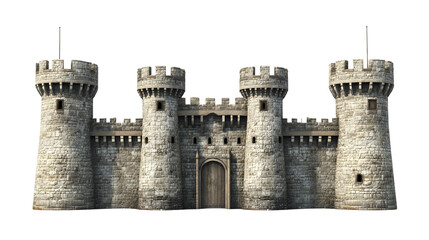 Medieval Castle Fortress on White Background for Adobe Stock