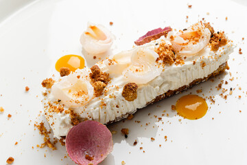french pastry with mango and white chocolate