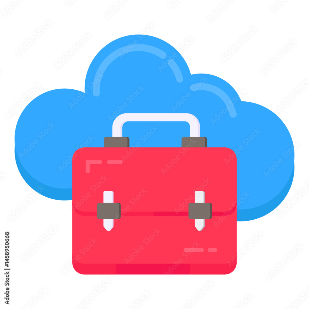 Poster cloud storage briefcase icon digital data security backup