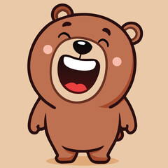 Obraz premium The adorable cartoon bear is laughing joyfully with his mouth wide open