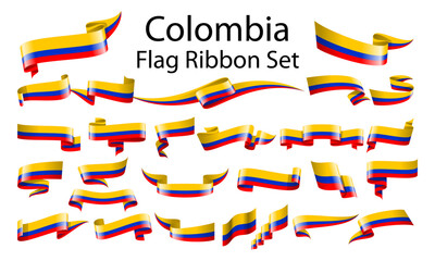 Colombia ribbon flag set