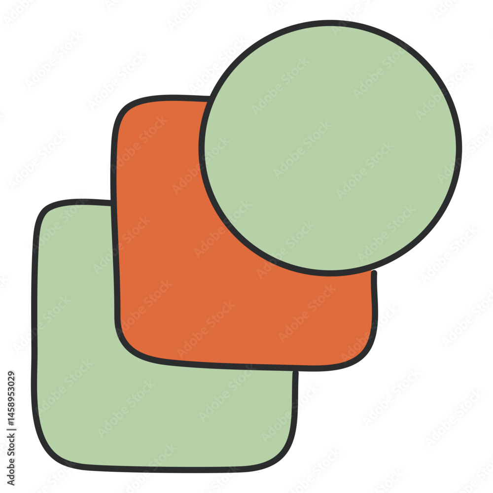Poster abstract geometric shapes overlapping green orange square circle design element