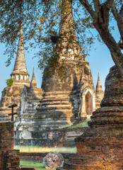 Fototapeta premium Ayutthaya Temple ruins within the ancient Royal Palace complex,Thailand.