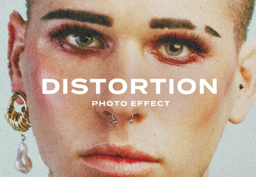 Distort Disrupted Gradient Distortion Photo Effect Paper Texture Template Mockup Overlay Style