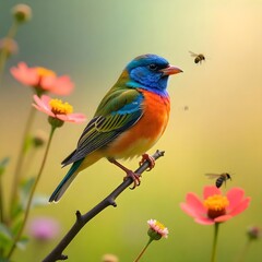 robin perched on a branch
