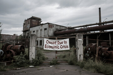Obraz premium An old, decaying factory on the outskirts of a post-industrial town